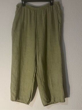 Flax Women's Linen Cropped Pull on Pants Size Small
